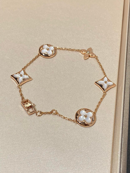 [✨Rose💎]✨Rose💎 AND SUN 5 MOTIF MOP PINK GOLD BRACELET