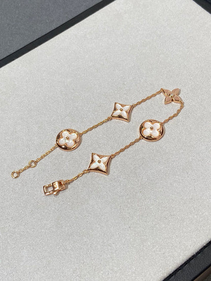 [✨Rose💎]STAR AND SUN 5 MOTIF MOP PINK GOLD BRACELET