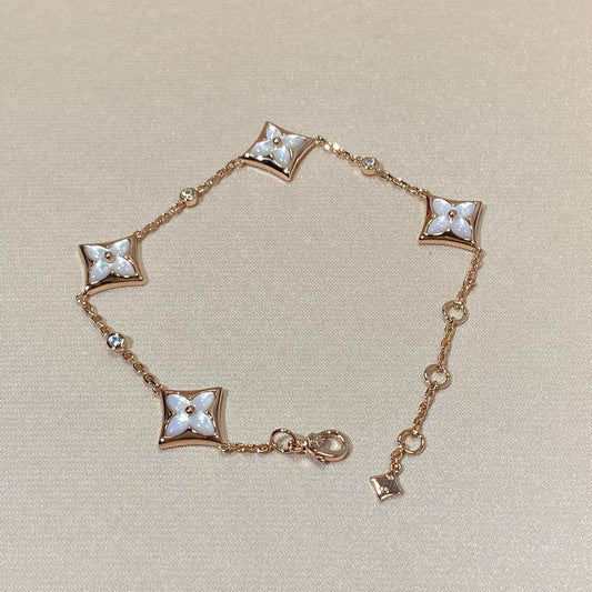 [✨Rose💎]✨Rose💎 4 MOTIF MOP DIAMOND PINK GOLD BRACELET
