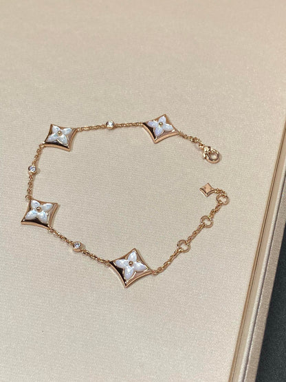 [✨Rose💎]✨Rose💎 4 MOTIF MOP DIAMOND PINK GOLD BRACELET