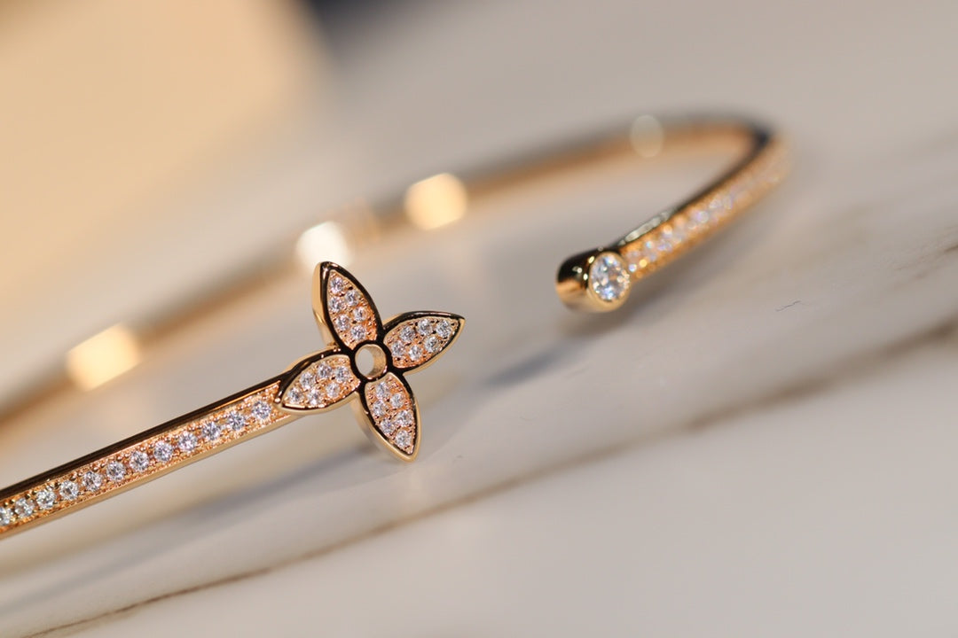 [✨Rose💎]IDYLLE GOLD OPEN BRACELET DIAMOND PAVED