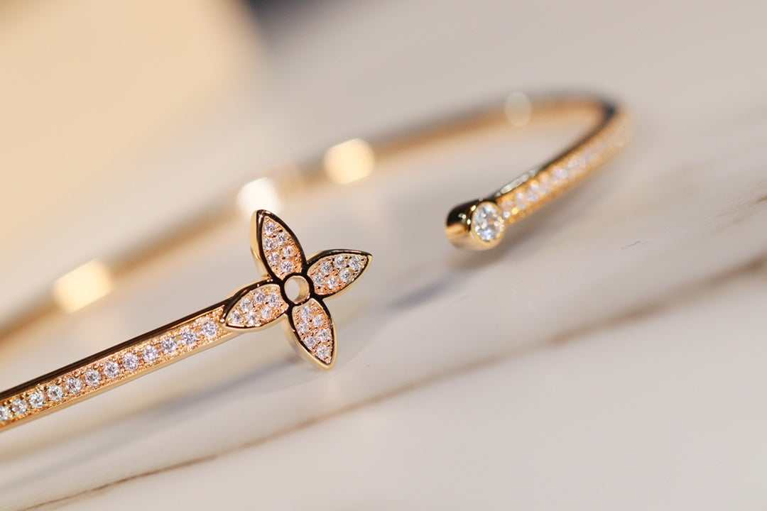 [✨Rose💎]IDYLLE GOLD OPEN BRACELET DIAMOND PAVED