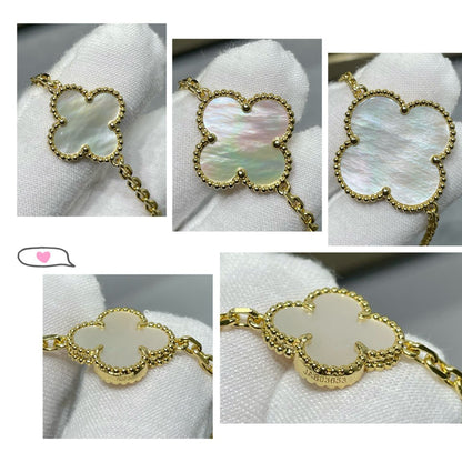 [✨Rose💎]CLOVER 16 MOTIF WHITE MOP GOLD NECKLACE