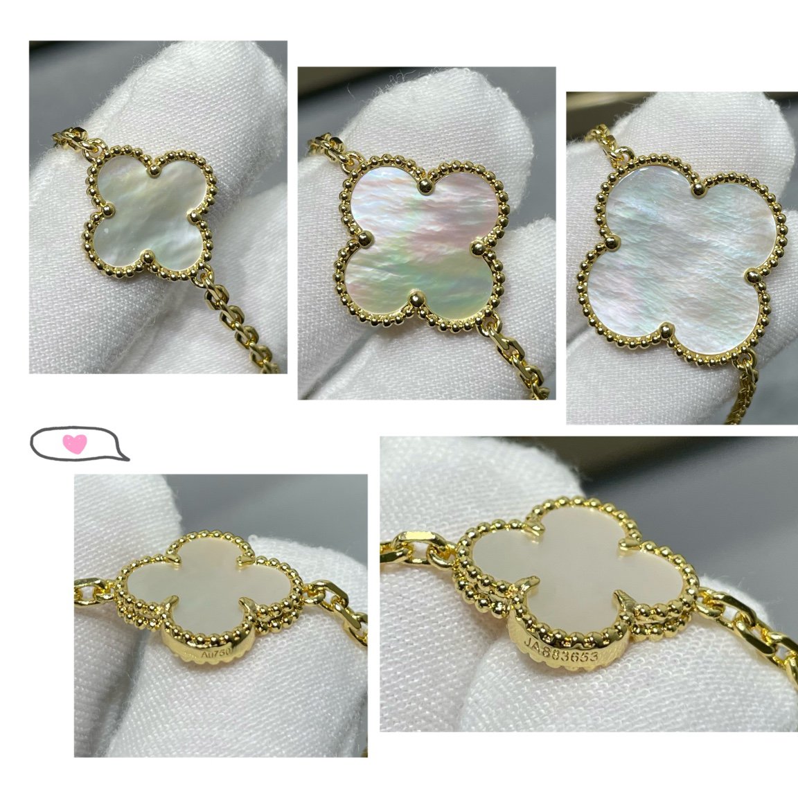 [✨Rose💎]CLOVER 16 MOTIF WHITE MOP GOLD NECKLACE