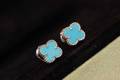 [✨Rose💎]CLOVER MINI TURQUOISE SILVER STUD EARRINGS