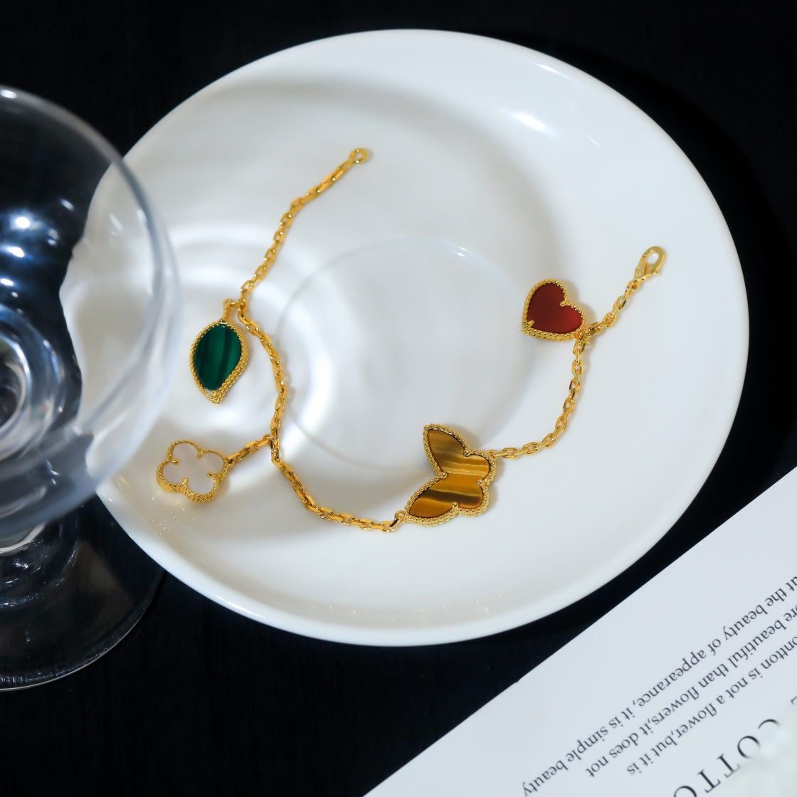 [✨Rose💎]LUCKY SPRING 5 MOTIF GOLD BRACELET