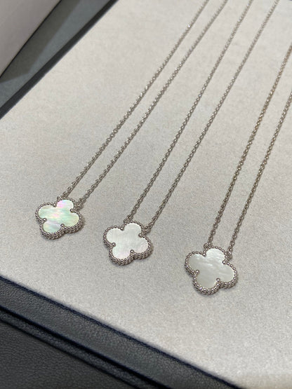 [✨Rose💎]CLOVER MEDIUM SILVER WHITE MOP NECKLACE