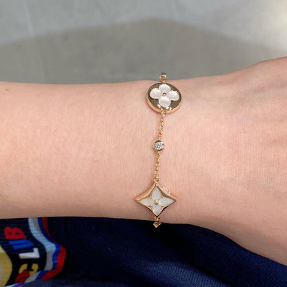 [✨Rose💎]✨Rose💎 AND SUN 4 MOTIF WHITE MOP PINK GOLD BRACELET