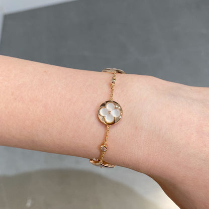 [✨Rose💎]✨Rose💎 AND SUN 4 MOTIF WHITE MOP PINK GOLD BRACELET