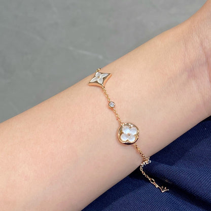 [✨Rose💎]✨Rose💎 AND SUN 4 MOTIF WHITE MOP PINK GOLD BRACELET