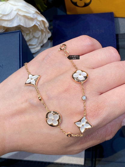 [✨Rose💎]✨Rose💎 AND SUN 4 MOTIF WHITE MOP PINK GOLD BRACELET