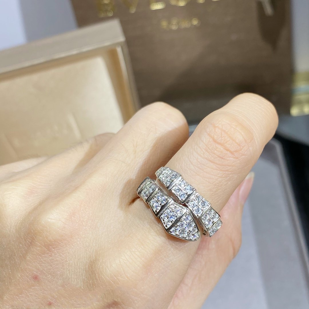 [✨Rose💎]SERPENTI RING SILVER DIAMOND PAVED