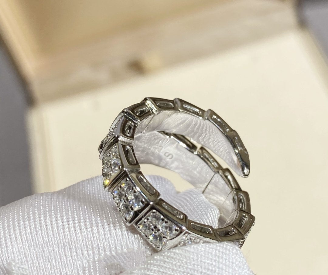 [✨Rose💎]SERPENTI RING SILVER DIAMOND PAVED