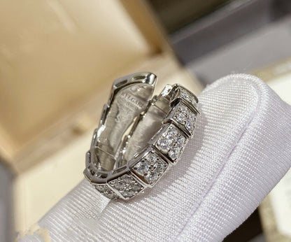 [✨Rose💎]SERPENTI RING SILVER DIAMOND PAVED
