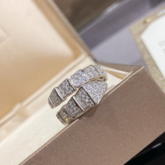 [✨Rose💎]SERPENTI RING SILVER DIAMOND PAVED