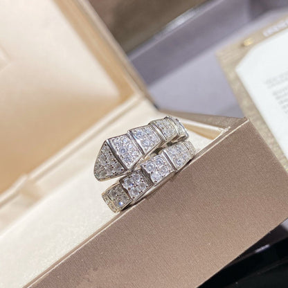[✨Rose💎]SERPENTI RING SILVER DIAMOND PAVED
