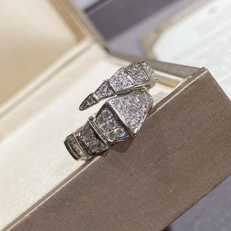 [✨Rose💎]SERPENTI LARGE RING SILVER DIAMOND PAVED