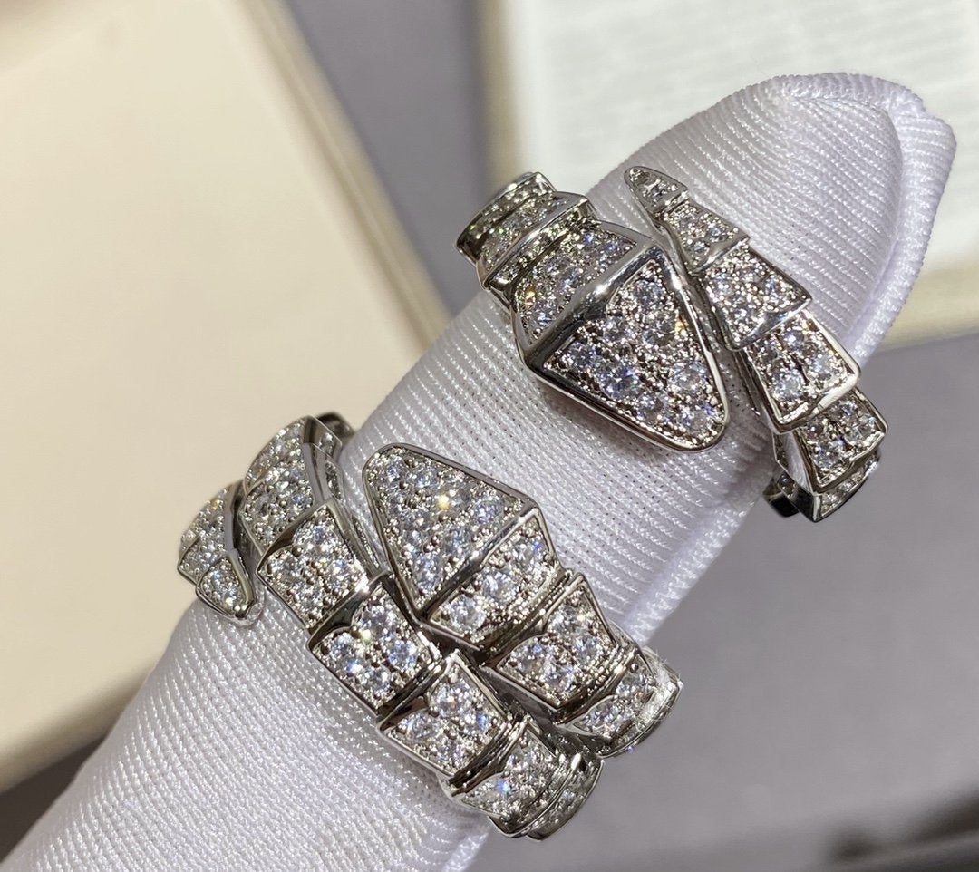 [✨Rose💎]SERPENTI LARGE RING SILVER DIAMOND PAVED