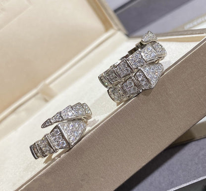 [✨Rose💎]SERPENTI LARGE RING SILVER DIAMOND PAVED