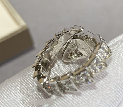 [✨Rose💎]SERPENTI LARGE RING SILVER DIAMOND PAVED