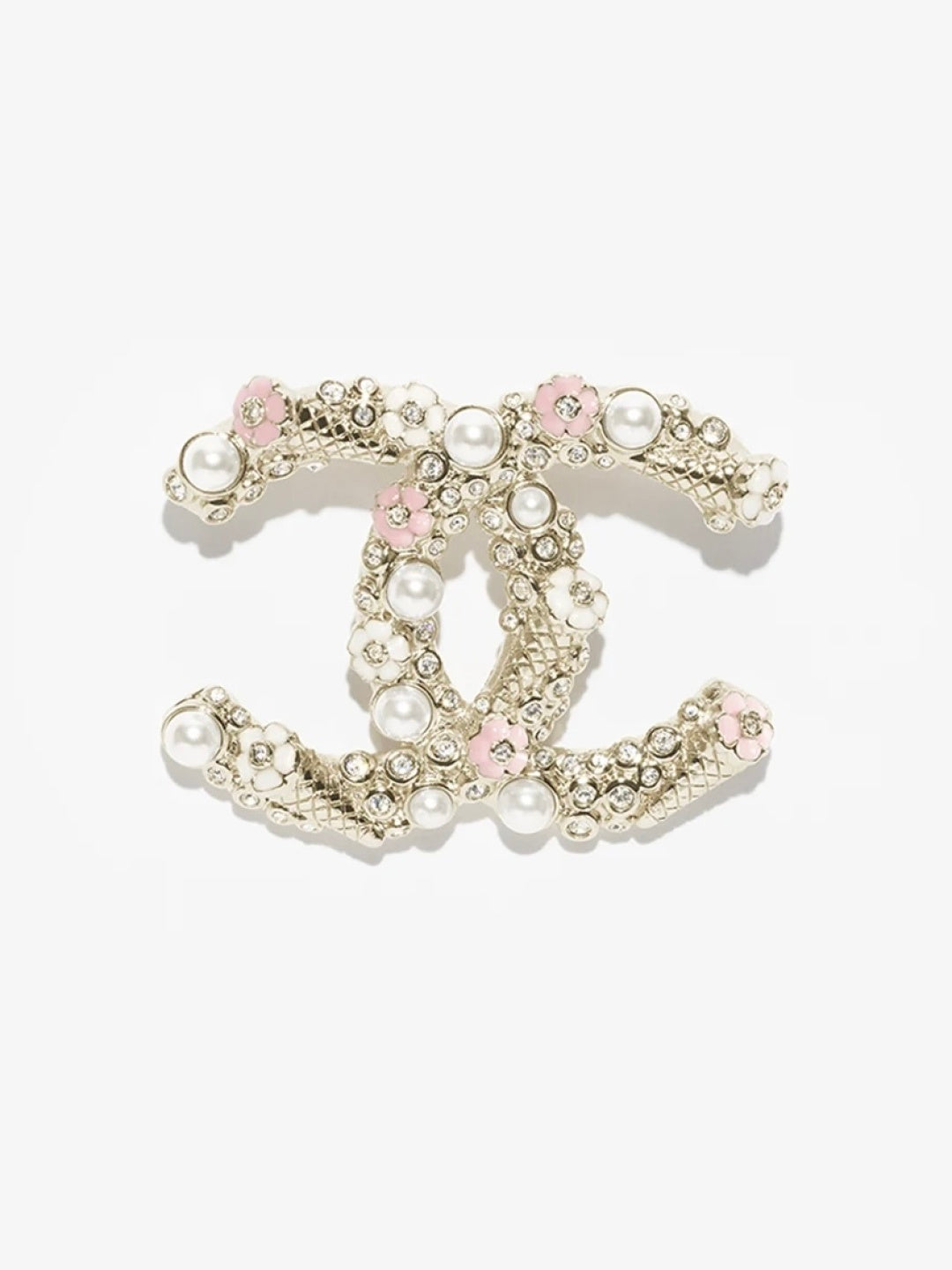 [✨Rose💎]26C Pink-White Enamel Ice Cream Cone Double C Brooch