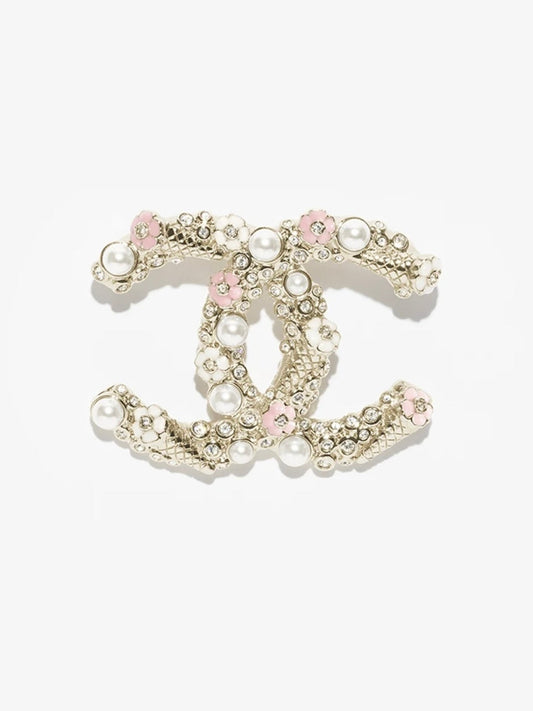 [✨Rose💎]26C Pink-White Enamel Ice Cream Cone Double C Brooch