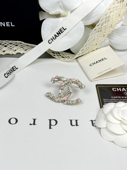 [✨Rose💎]26C Pink-White Enamel Ice Cream Cone Double C Brooch