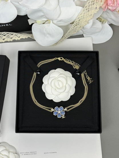 [✨Rose💎]New Blue Floral Double-Layer Necklace