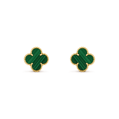 [✨Rose💎]CLOVER MEDIUM 1 MOTIFS MALACHITE  EARRINGS