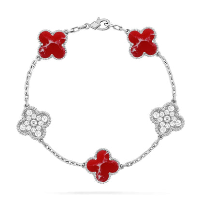 [✨Rose💎]CLOVER 5 MOTIF RED PATTERN BRACELET COLLECTION