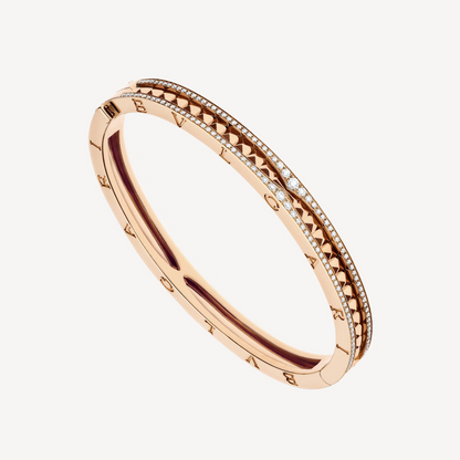 [✨Rose💎]ZERO 1 SPIRAL AND PAVED DIAMOND PINK GOLD BRACELET