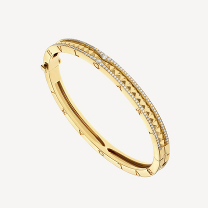 [✨Rose💎]ZERO 1 SPIRAL AND PAVED DIAMOND GOLD BRACELET