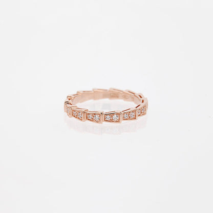 [✨Rose💎]SERPENTI RING PINK GOLD DIAMOND PAVED 3MM