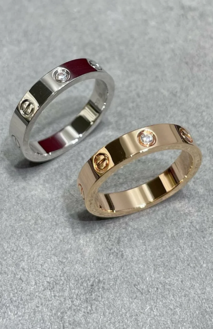 [✨Rose💎]LOVE RING 4MM 1 DIAMOND SILVER