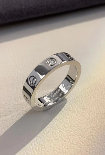[✨Rose💎]LOVE RING 4MM 1 DIAMOND SILVER