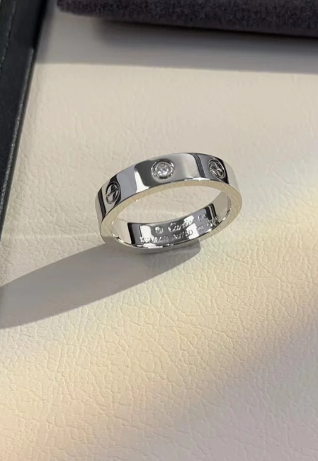 [✨Rose💎]LOVE RING 4MM 1 DIAMOND SILVER