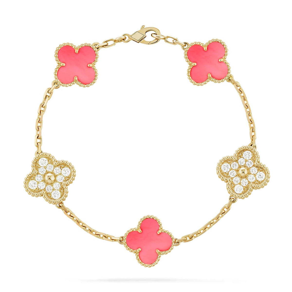 [✨Rose💎] CLOVER 5 MOTIFS  PINK MOP BRACELET COLLECTION