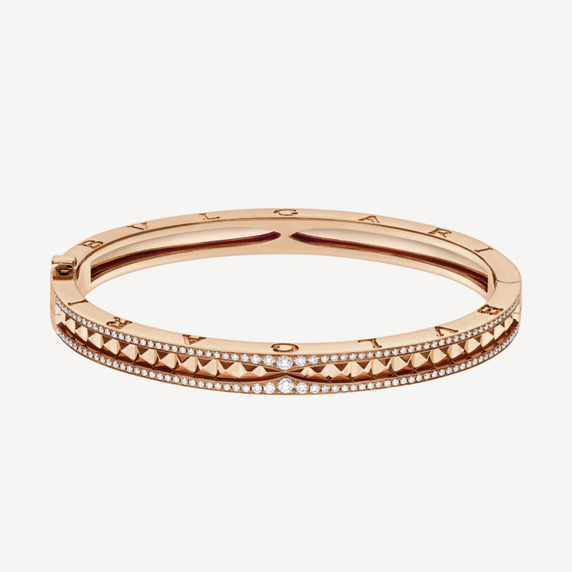 [✨Rose💎]ZERO 1 SPIRAL AND PAVED DIAMOND PINK GOLD BRACELET