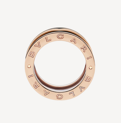 [✨Rose💎]ZERO 1 TWO-BAND WITH MATTE BLACK CERAMIC PINK GOLD RING