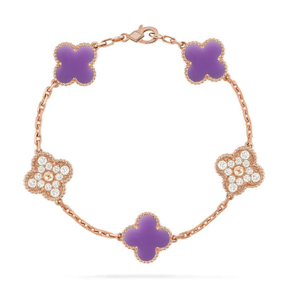 [✨Rose💎]CLOVER 5 MOTIF LIGHT PURPLE BRACELET COLLECTION