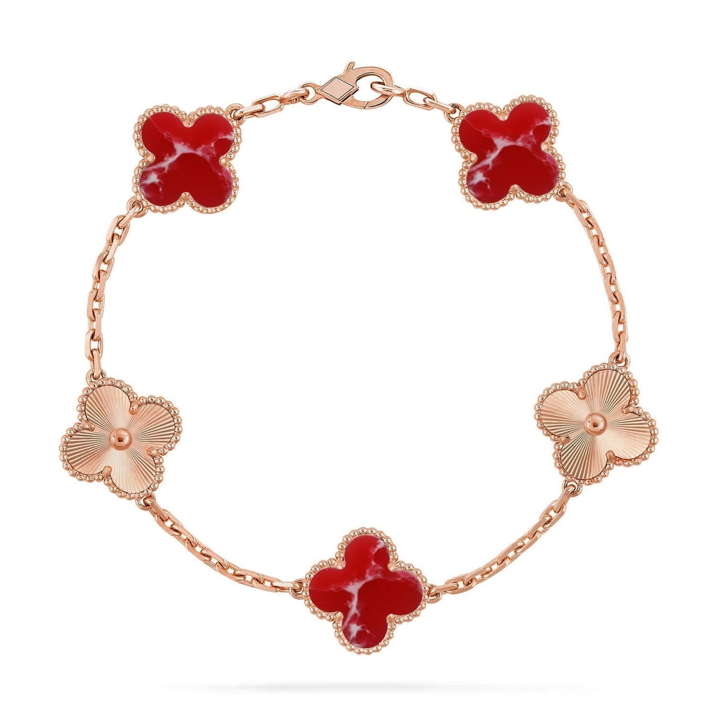 [✨Rose💎]CLOVER 5 MOTIF RED PATTERN BRACELET COLLECTION