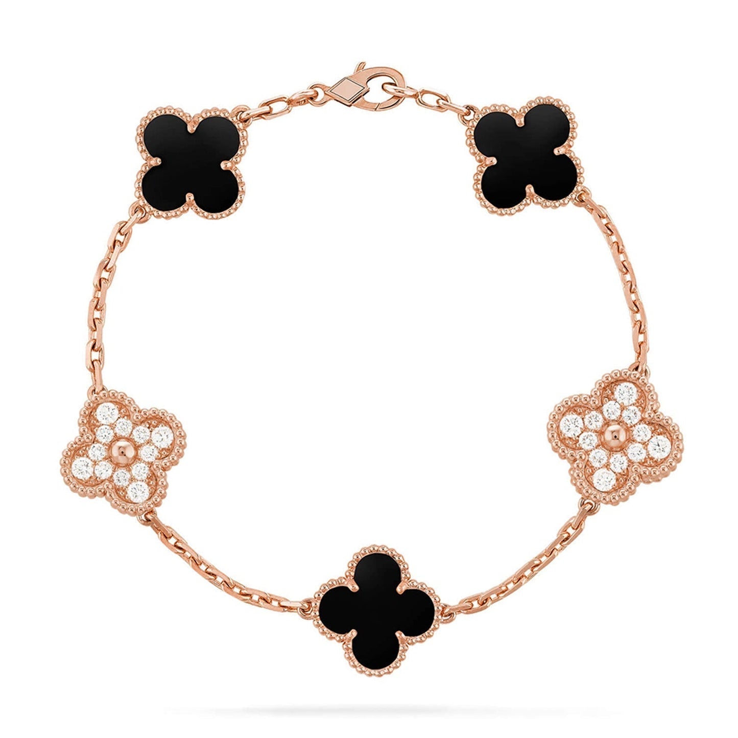 [✨Rose💎] CLOVER 5 MOTIF ONYXS BRACELET COLLECTION