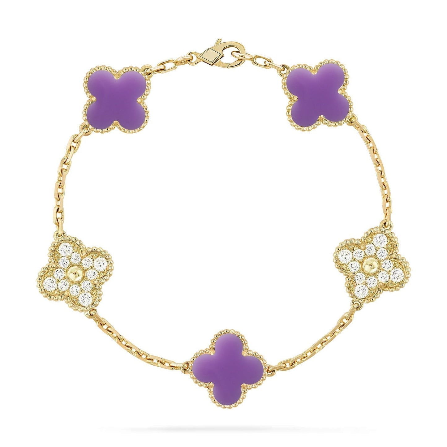 [✨Rose💎]CLOVER 5 MOTIF LIGHT PURPLE BRACELET COLLECTION