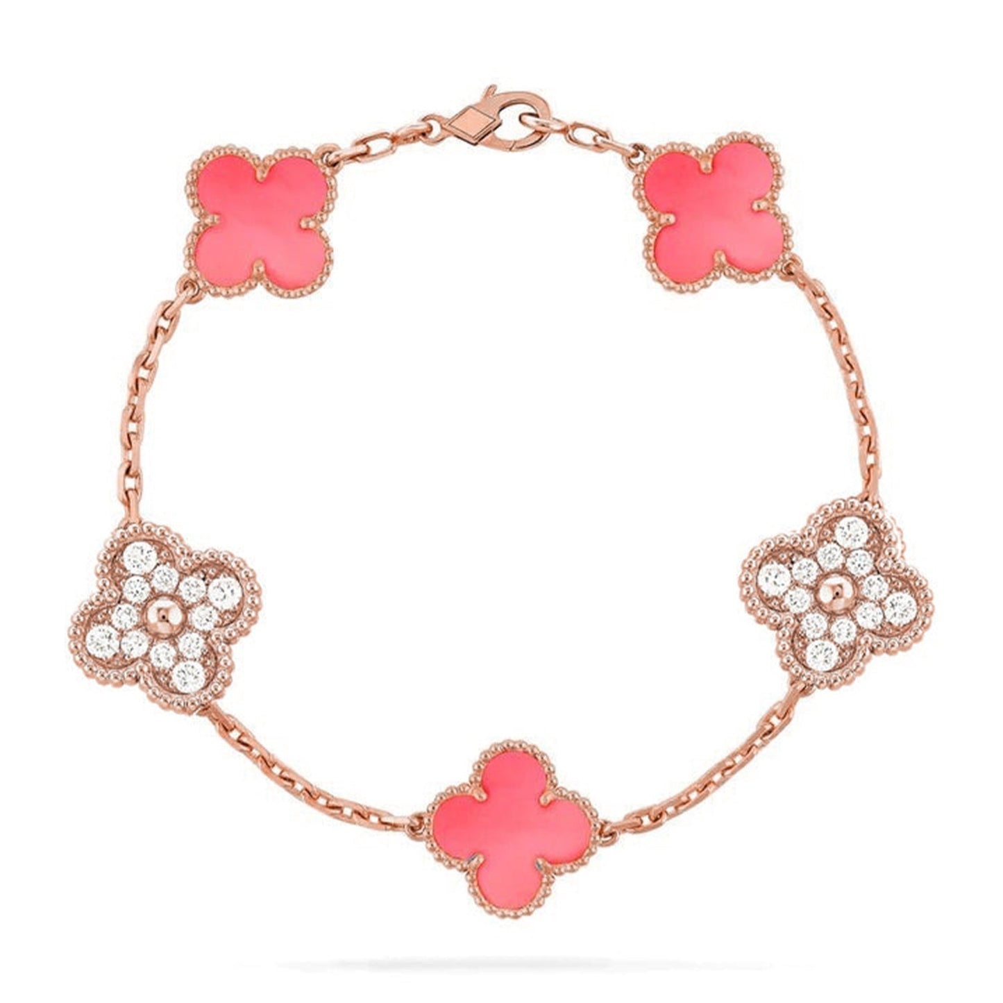 [✨Rose💎] CLOVER 5 MOTIFS  PINK MOP BRACELET COLLECTION