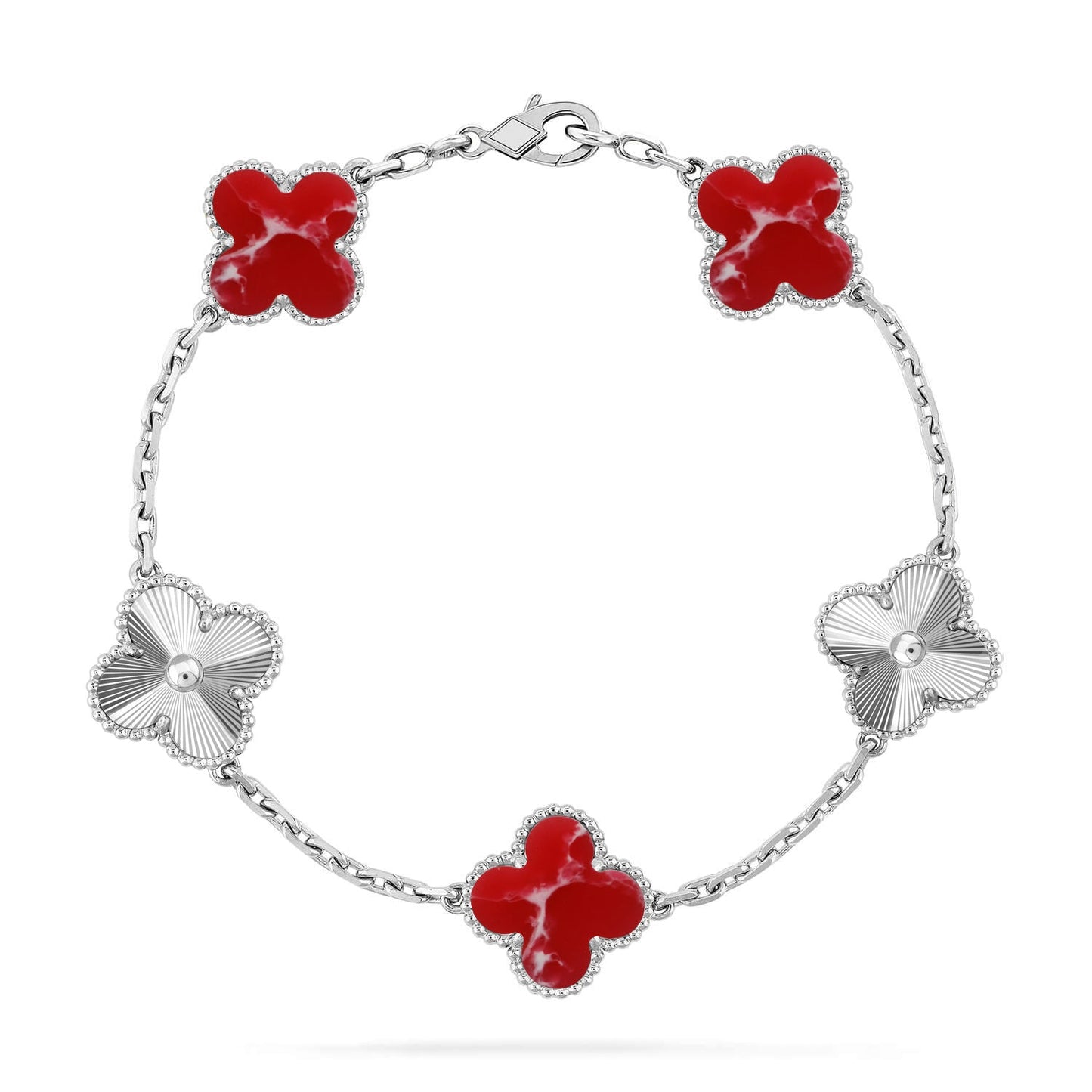 [✨Rose💎]CLOVER 5 MOTIF RED PATTERN BRACELET COLLECTION
