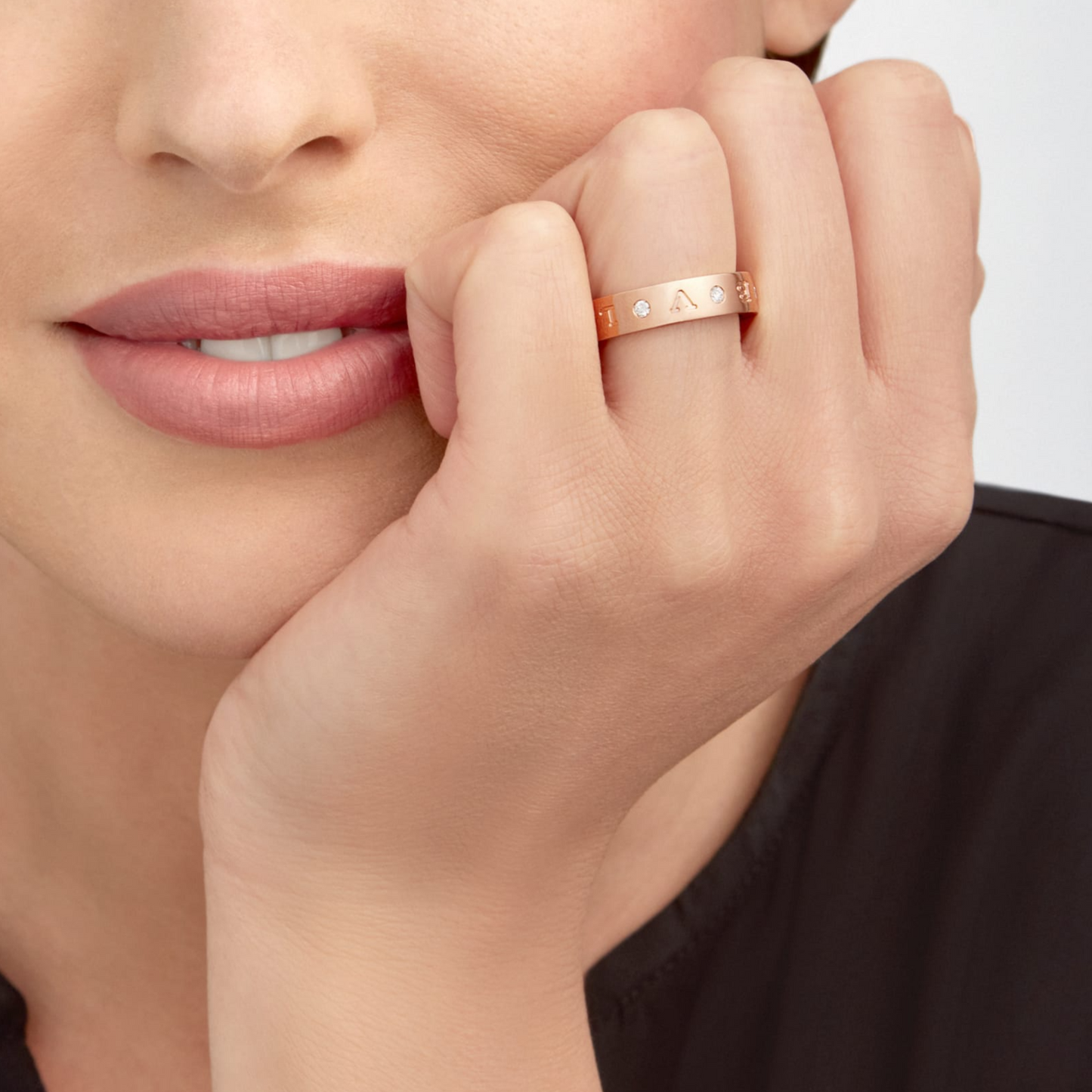 [✨Rose💎]ZERO 1 ESSENTIAL PINK GOLD BAND WITH DIAMONDS RING