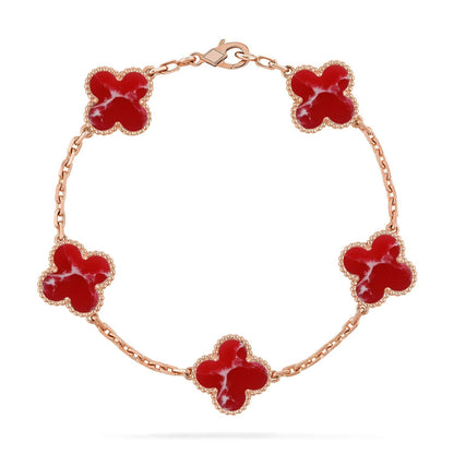 [✨Rose💎]CLOVER 5 MOTIF RED PATTERN BRACELET COLLECTION