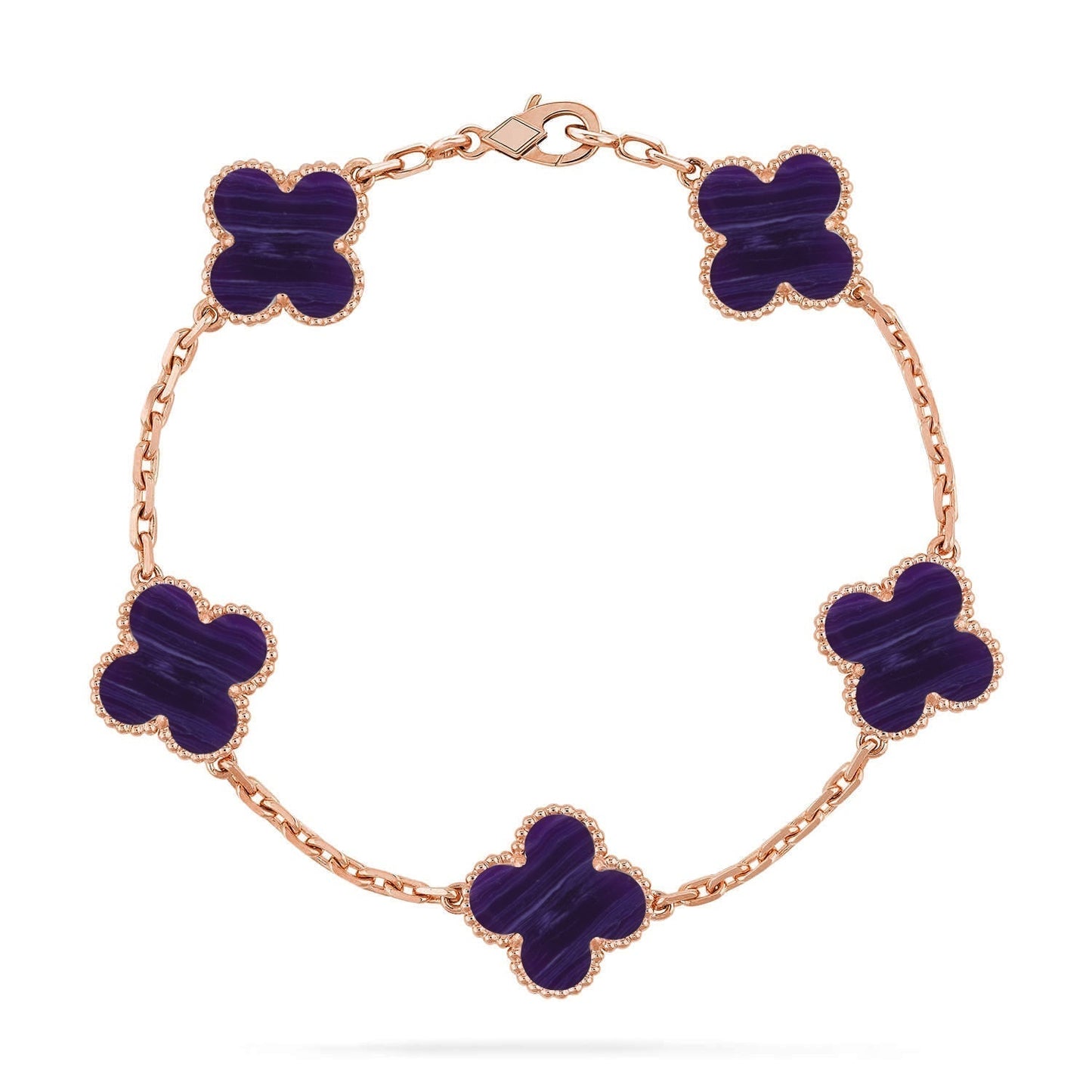 [✨Rose💎]CLOVER 5 MOTIF PURPLE STRIPES BRACELET COLLECTION
