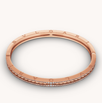 [✨Rose💎]ZERO 1 SPIRAL AND PAVED DIAMOND PINK GOLD BRACELET