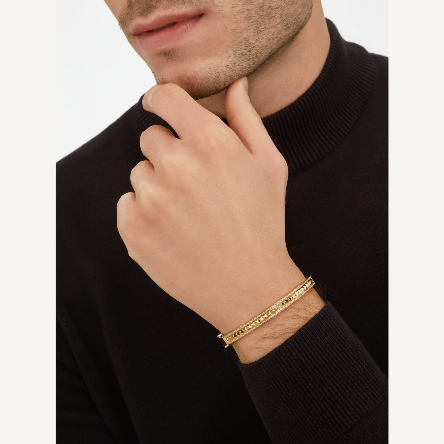 [✨Rose💎]ZERO 1 SPIRAL AND PAVED DIAMOND GOLD BRACELET